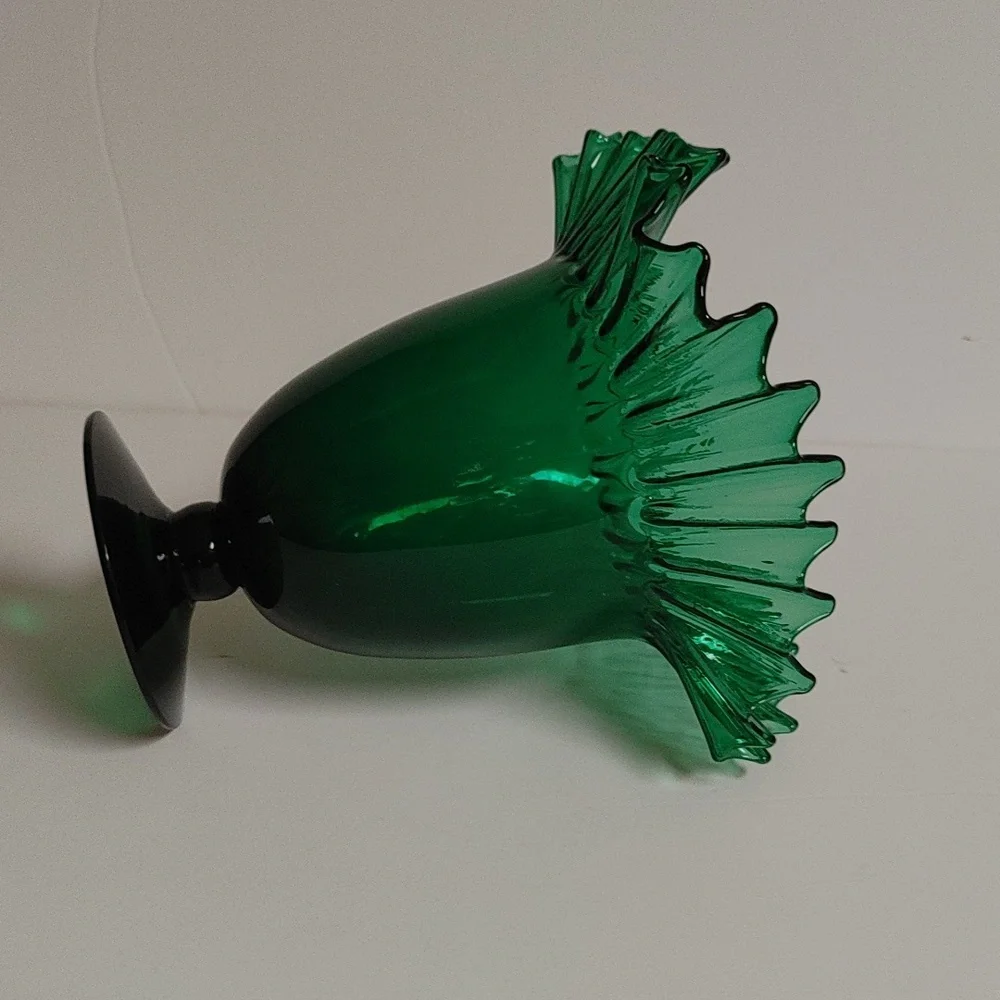 Blenko Emerald Green Art Glass Vase MCM